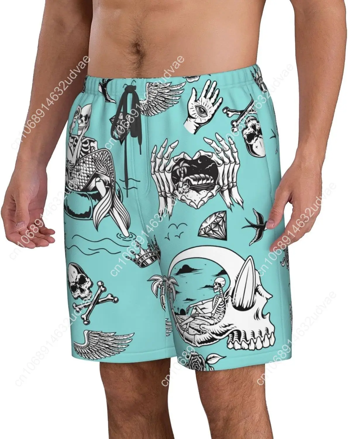 Men's Swim Trunks Beach Board Shorts Quick Dry Swimwear Sports with Pockets