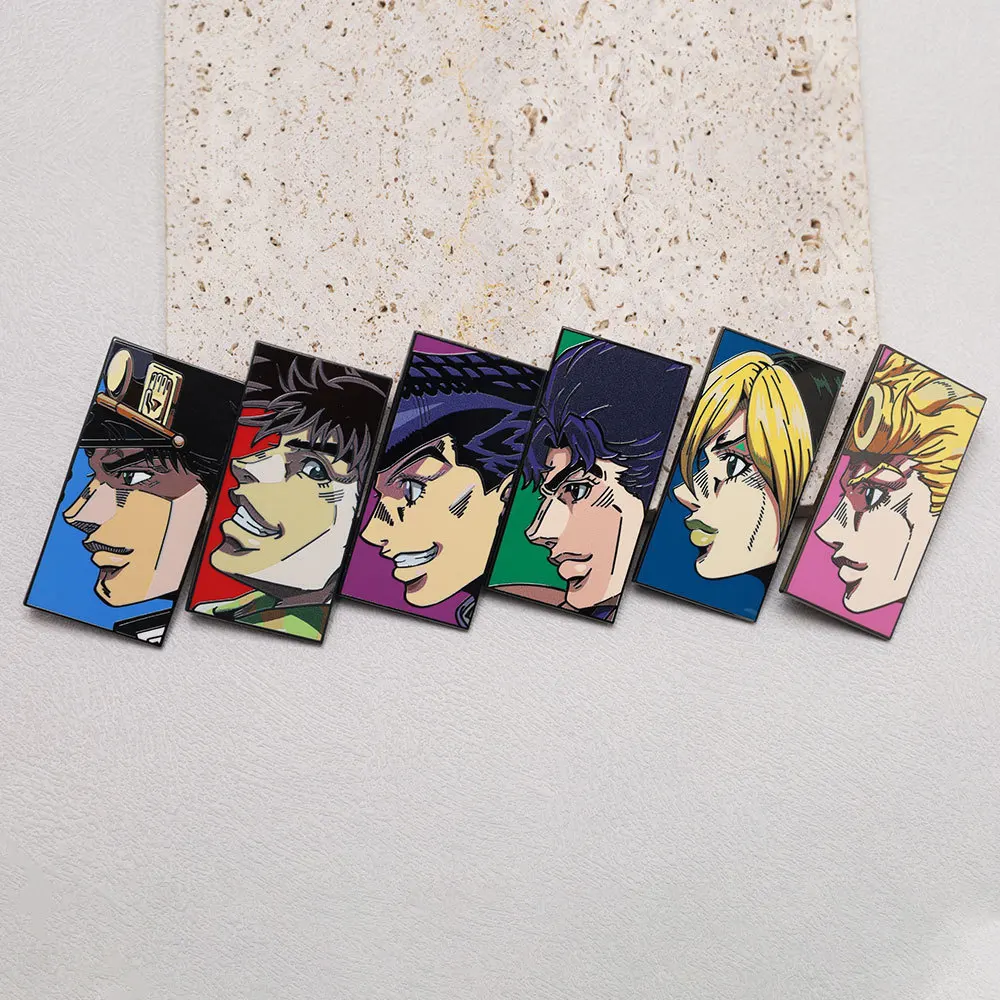 6Pcs/set Anime JOJO Character Enamel Pins Cosplay Brooch Clothes Backpack Lapel Badges Fashion Jewelry Accessories Friends Gifts
