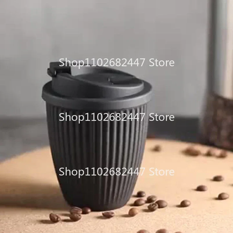 280Ml Leak-Proof Insulated Coffee Grounds Degradable Coffee Cup Plastic Snap Lid Double Layer