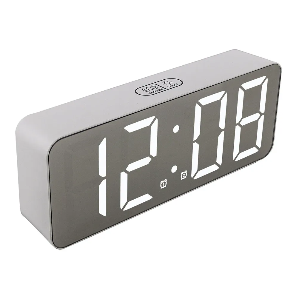 1Pcs Digital Clock with Alarm Calendar and Temperature Display LED Mirror Surface Desk Clock Simple Atmospheric Design 3-Level