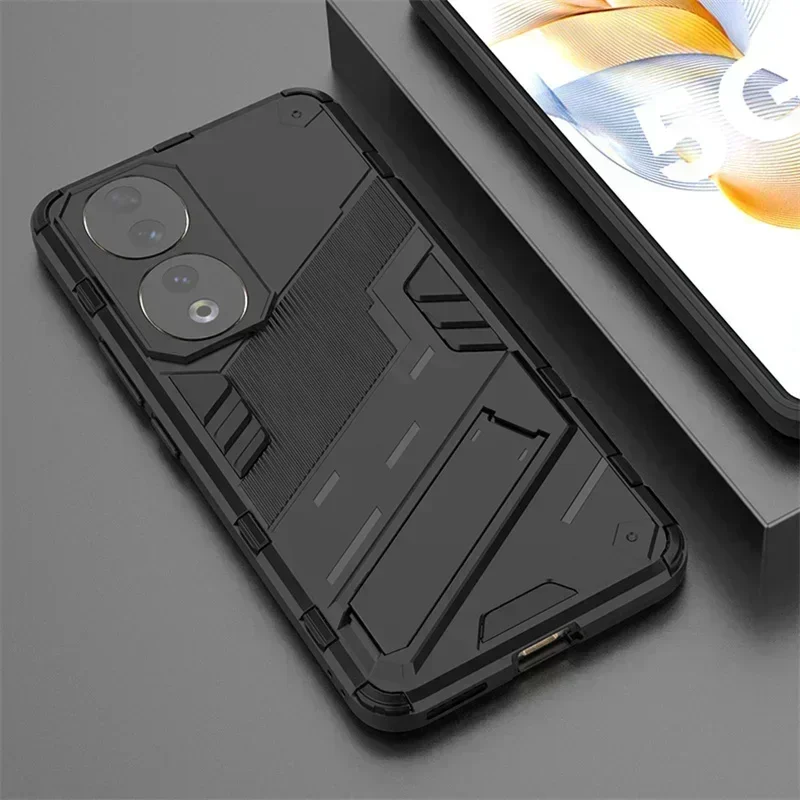 For Honor 90 Case Shockproof Rugged Hard PC Armor Phone Cases For Honor 90 Pro Honor90 Lite Car Magnetic Holder Stand Back Cover