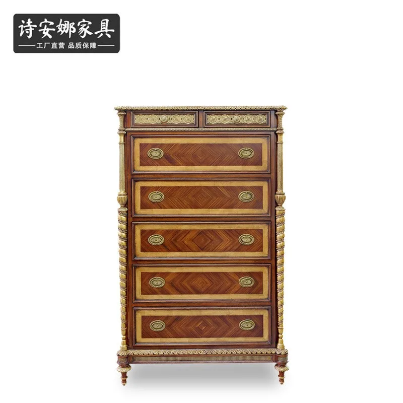 British style Windsor Castle series high chest cabinet European style seven chest cabinet solid wood carved chest cabinet bedroo