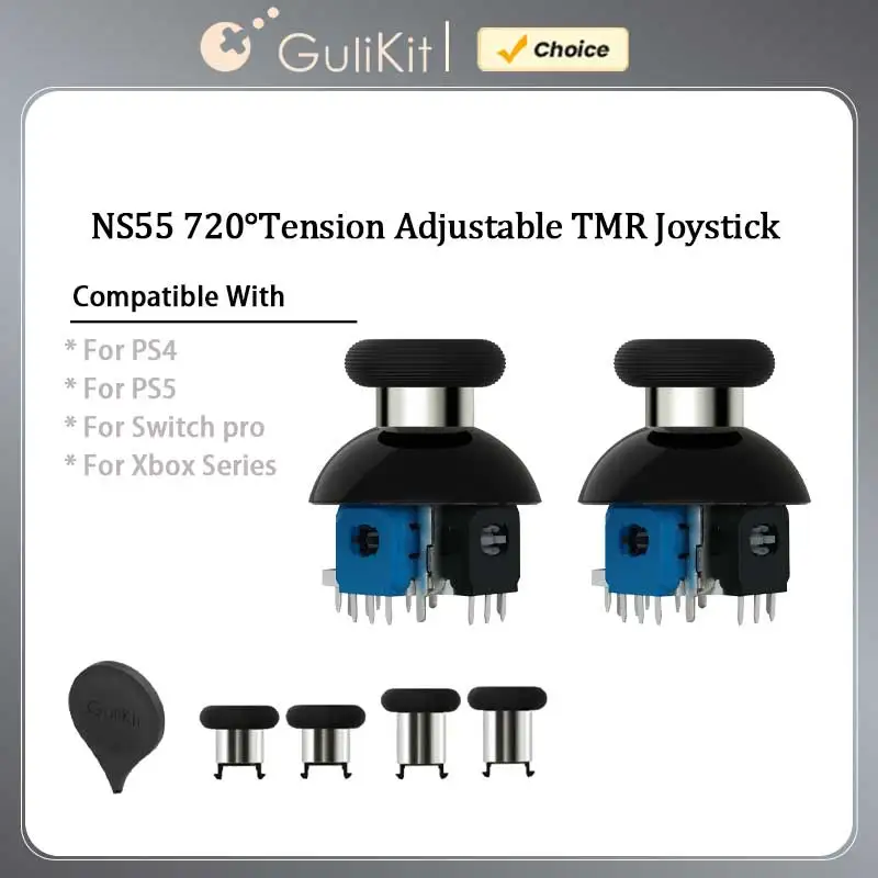 GuliKit NS55 720 °   Joystick TMR com Tensão Ajustável, Acessórios para Jogos para Controle PS4 PS5 Edge, Switch Pro, Controle Xbox Series