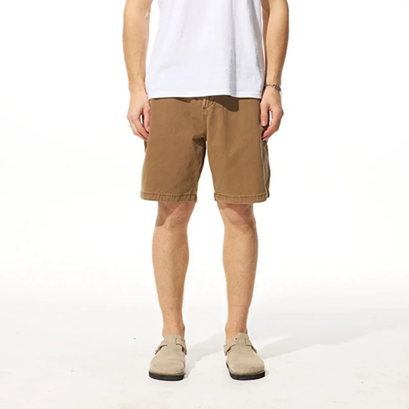 

summer new loose stretch straight leg denim cargo shorts simple and stylish