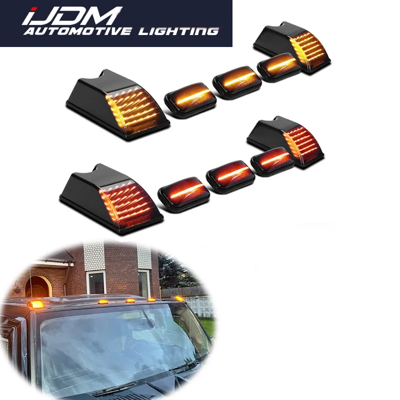 iJDM Smoked Lens Cab Marker Lights Top Roof Lights Running Lights For 2003-2009 Hummer H2 & For 2005,2007-2009 Hummer H2 SUT/SUV