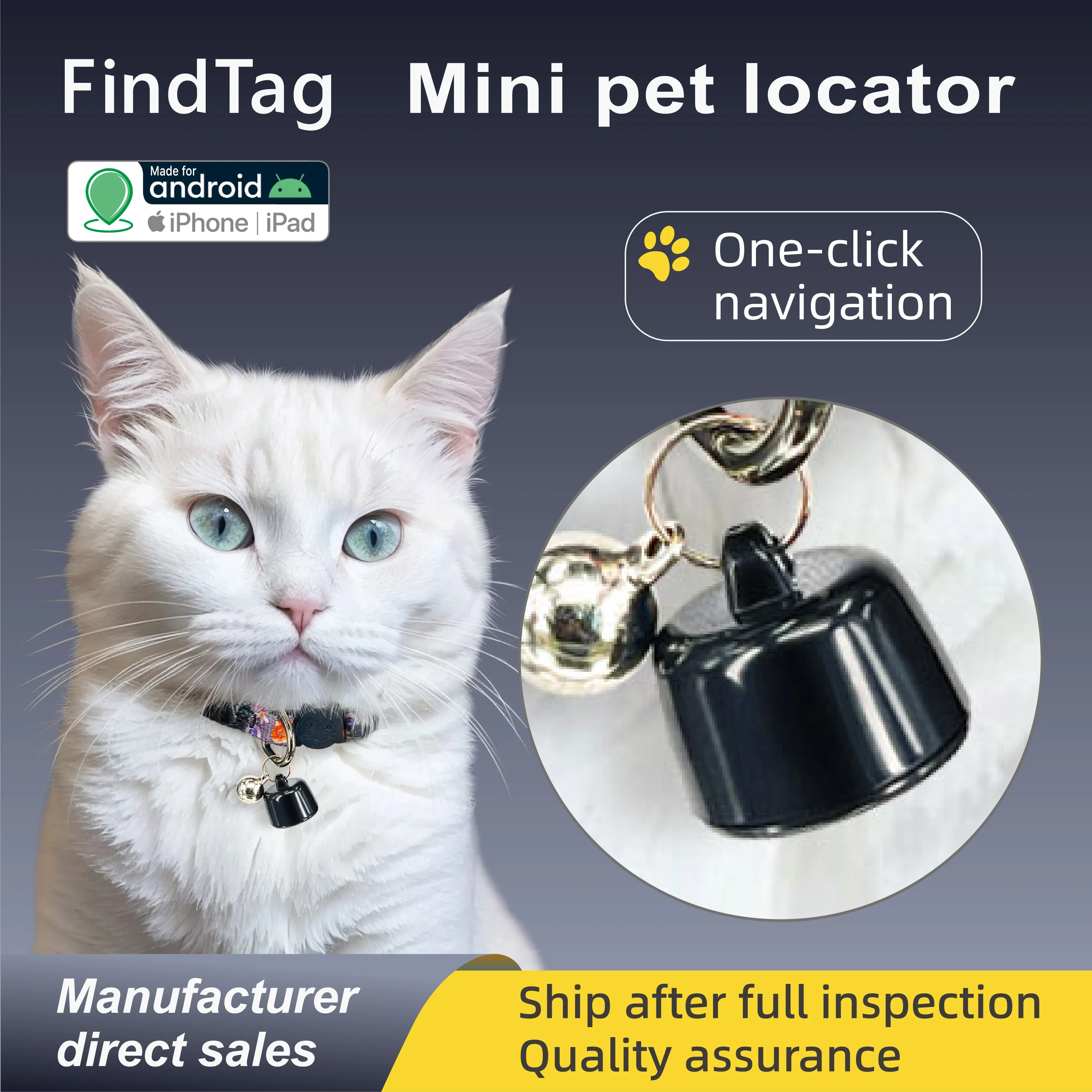 

Fashion Mini Tracker Smart Find tag, Universal Small Pet Tracking Global Positioning for Pet Dogs Cats History Trajectory Airtag