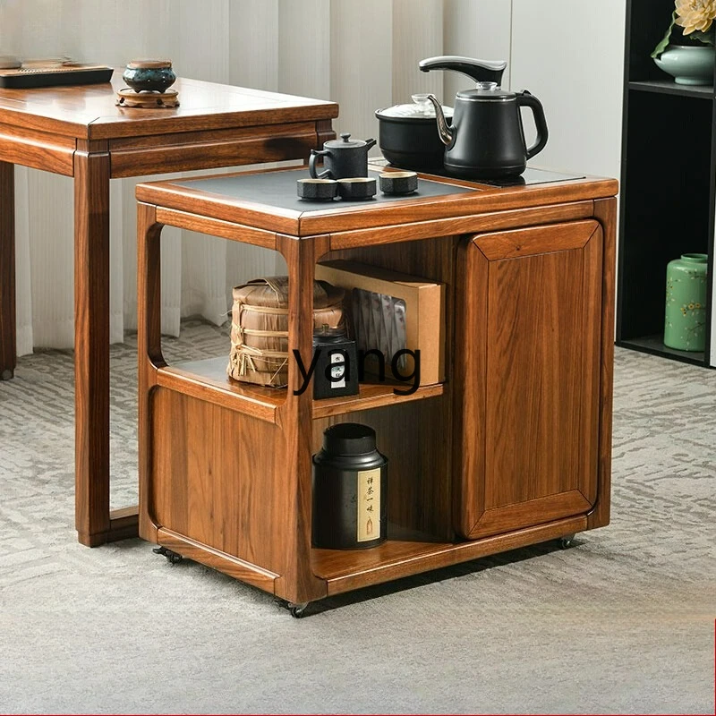 

LTT Modern Chinese Style Solid Wood Tea Cabinet Tea Side Cabinet with Kettle Integrated Living Room Side Table