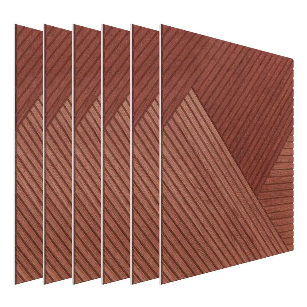 6 Pannelli Fonoassorbenti Autoadesivi Effetto Legno, 60x60 cm, Piastrelle in Poliestere Ignifugo per Studio e Ufficio