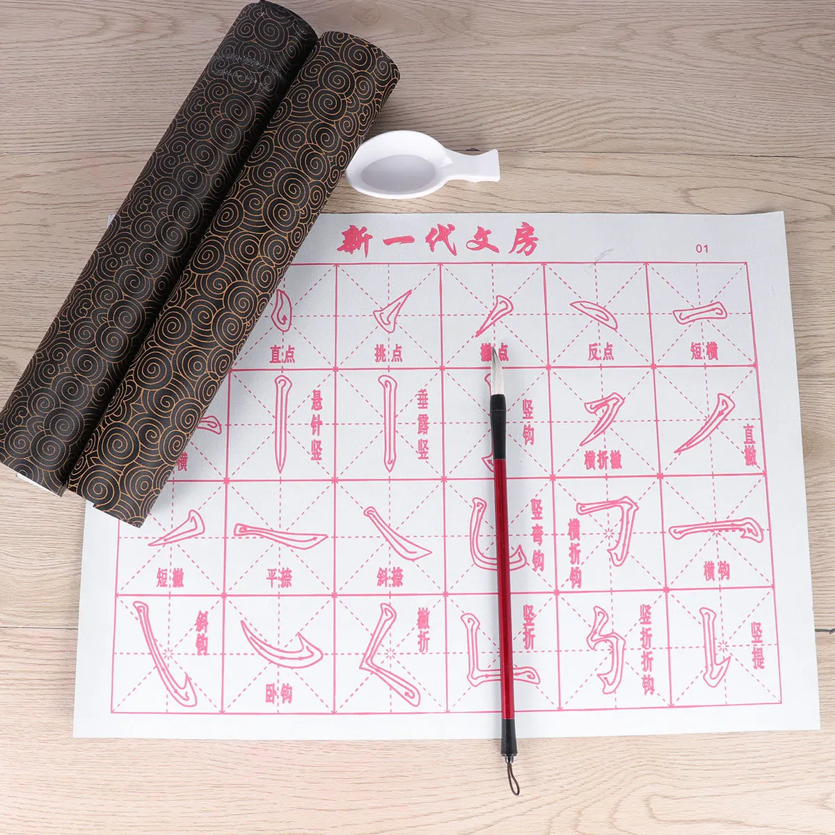 6 stks/set Water Schrijven Doek Herbruikbare Gerasterde Stof Mat Voor Chinese Kalligrafie Oefenen Borstel Schilderen Art Supplies