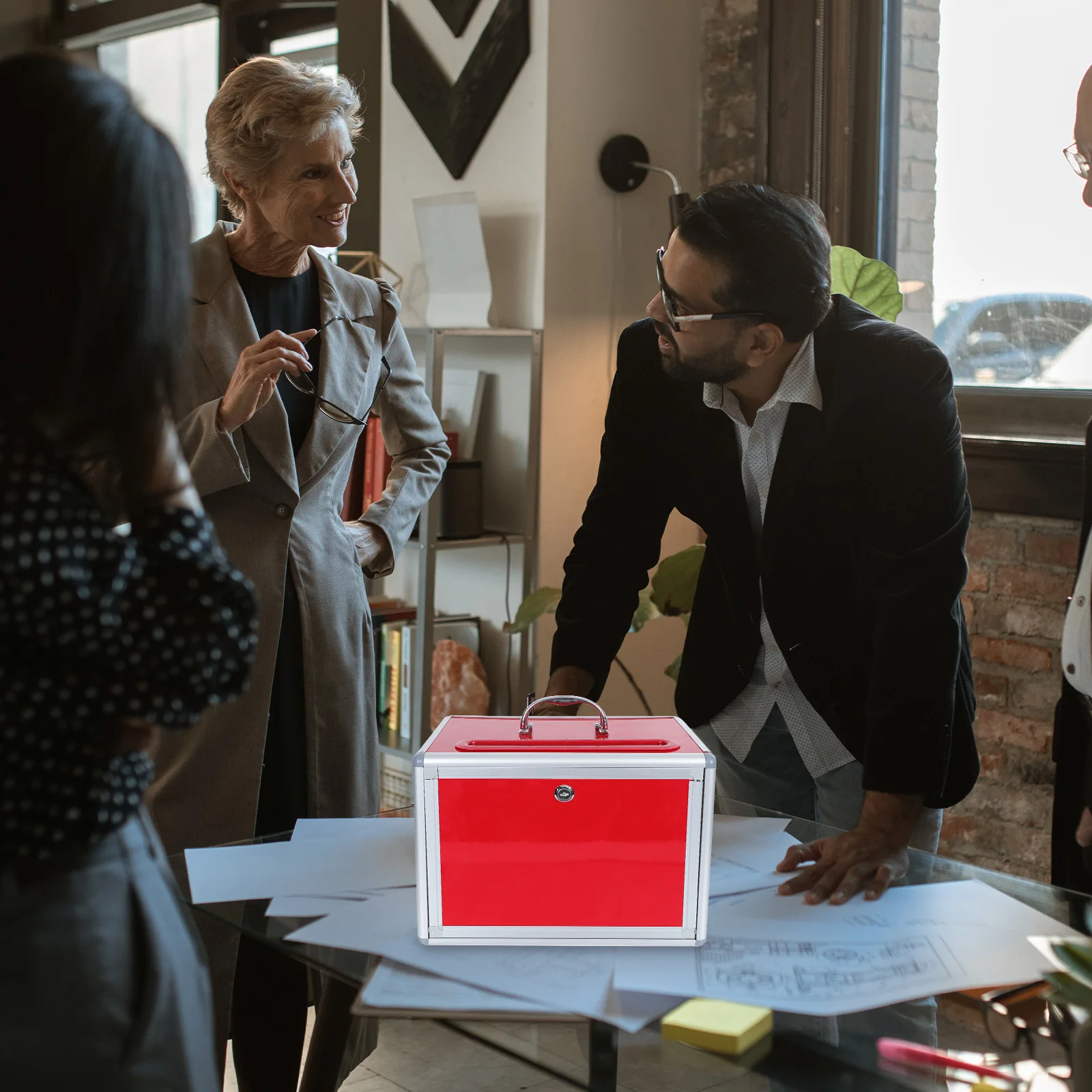 1Pcs Voting Box Lock Sealed Donation Charity Collection Transparent Acrylic Storage Box Office Mailbox