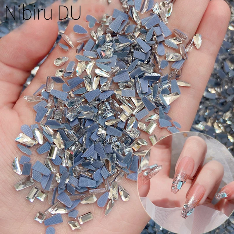 200/50PCS Crystal White Nail Art Rhinestones Mini Diamond Flat Bottom Luxury Nail Art Flatback Gems for 3D Nail Decorations