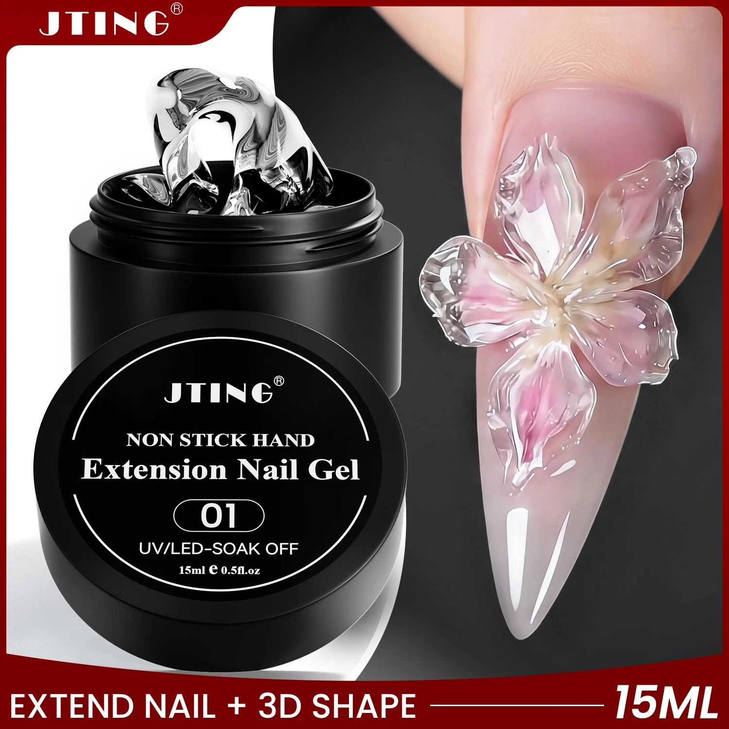 JTING 15ml 6 colores extensión de uñas Gel efecto 3D extender esmalte de Gel antiadherente mano Uv esmalte de uñas semipermanente Gel esmalte de uñas