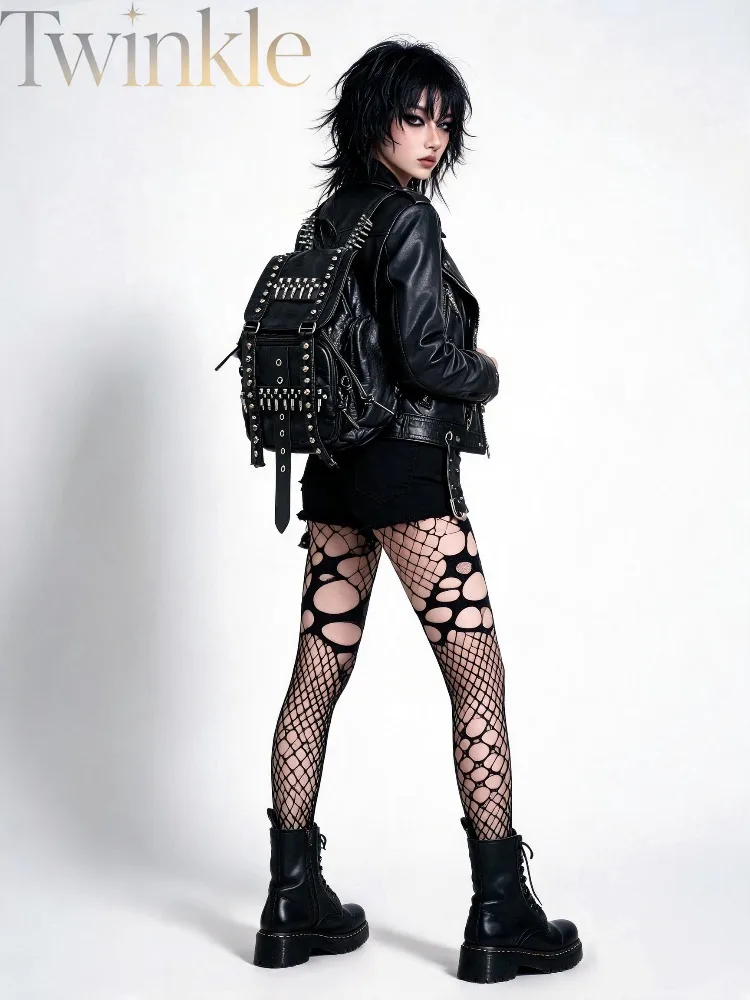Rivet Bullet Decor Backpack Visual Kei Light Punk Subculture Shoulder Bag Crossbody Bag School Bag Daypack Unisex
