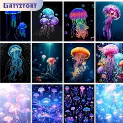 GATYZTORY Abstract Paint By Number Jellyfish Animal Drawing On Canvas Handpainted Art Gift Diy Painting By Number Kits Wall Art