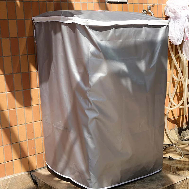 Washing Machine Cover Polyester Waterproof Top Load Laundry Dryer Cover Sunscreen Laundry Silver Coating Dustproof Cover