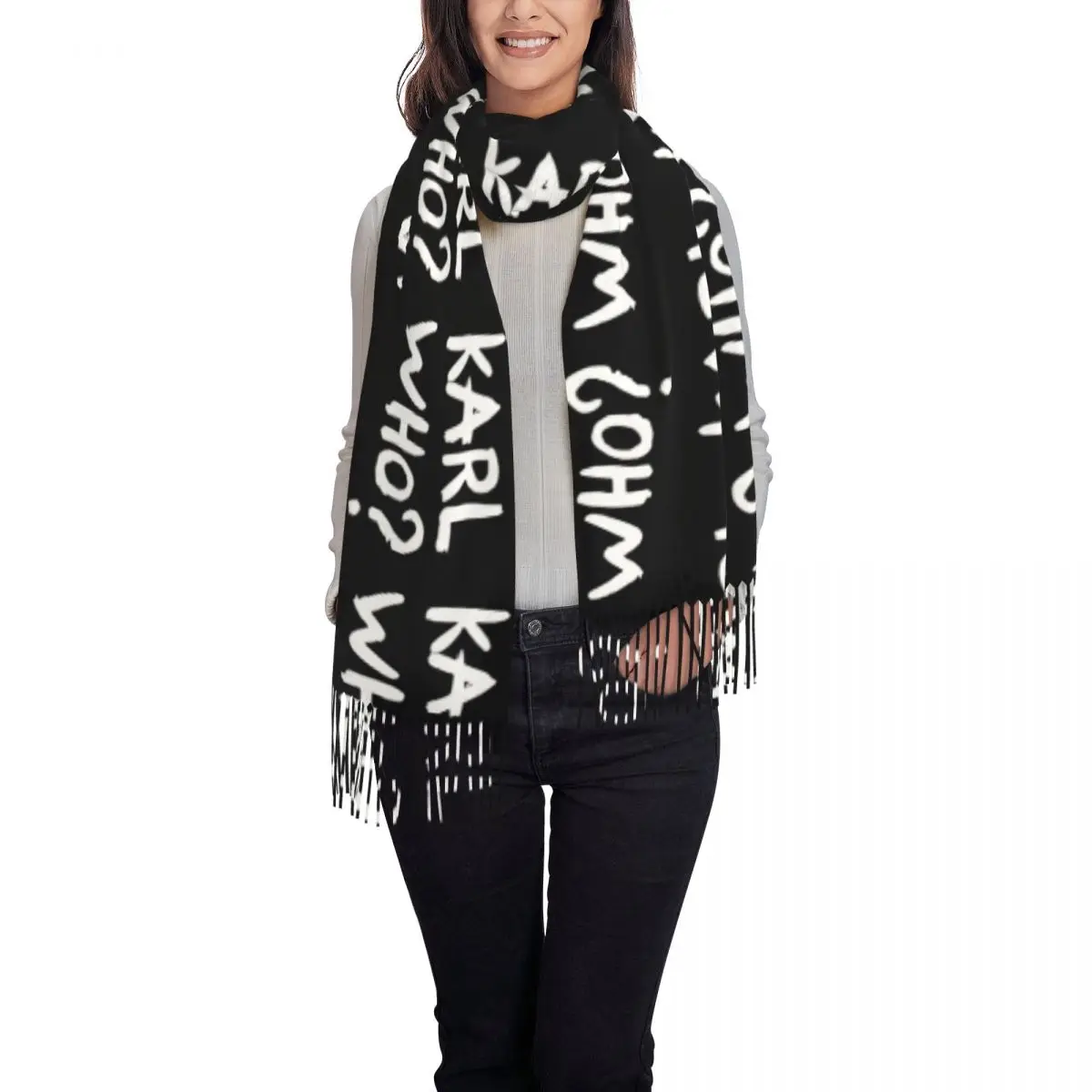 Personalized Print Karl Who Slogan Scarf Women Men Winter Warm Scarves Shawl Wrap