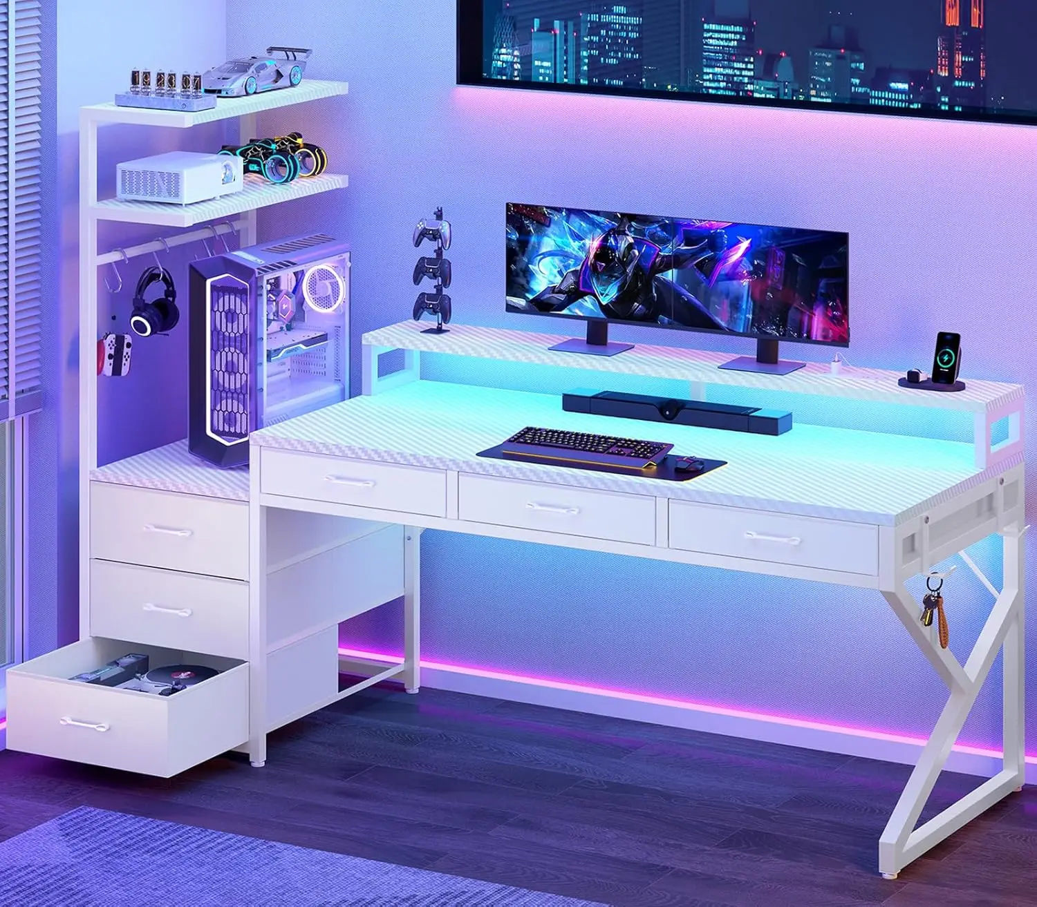 55" Gaming Desk Wit…