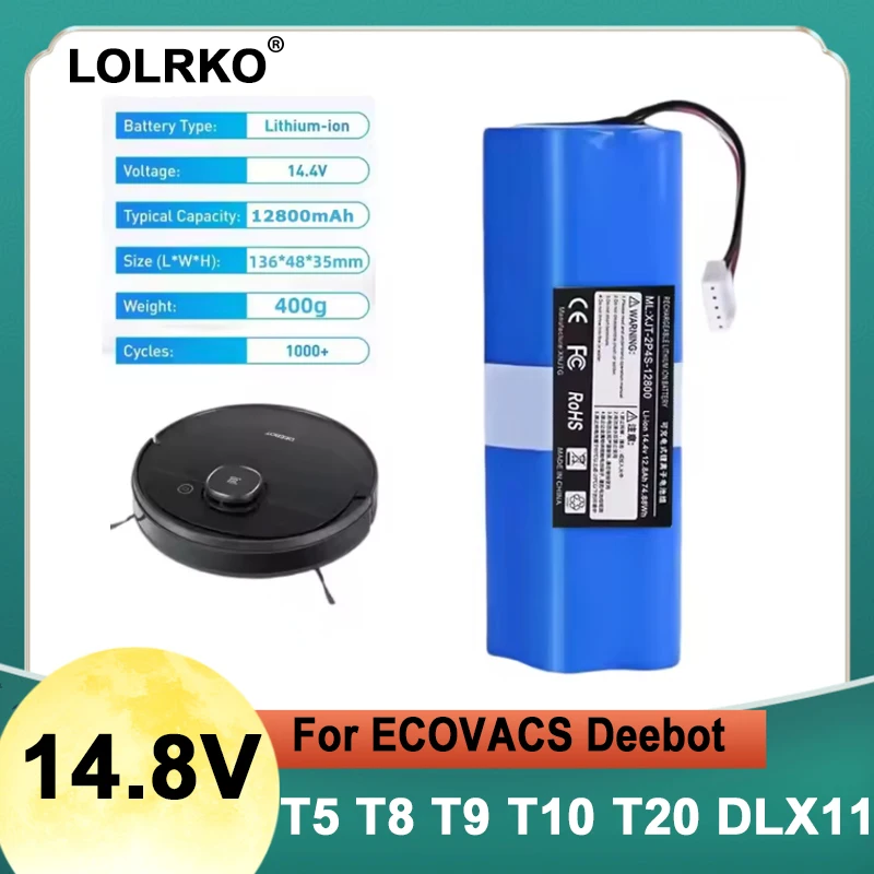 2026 12800mAh Battery Replacement For ecovacs T5 T8 T9 T10 T20 DLX11 DLX13 DLN12 X1 X1omni X1 Deebot Ozmo Sweeping robot battery