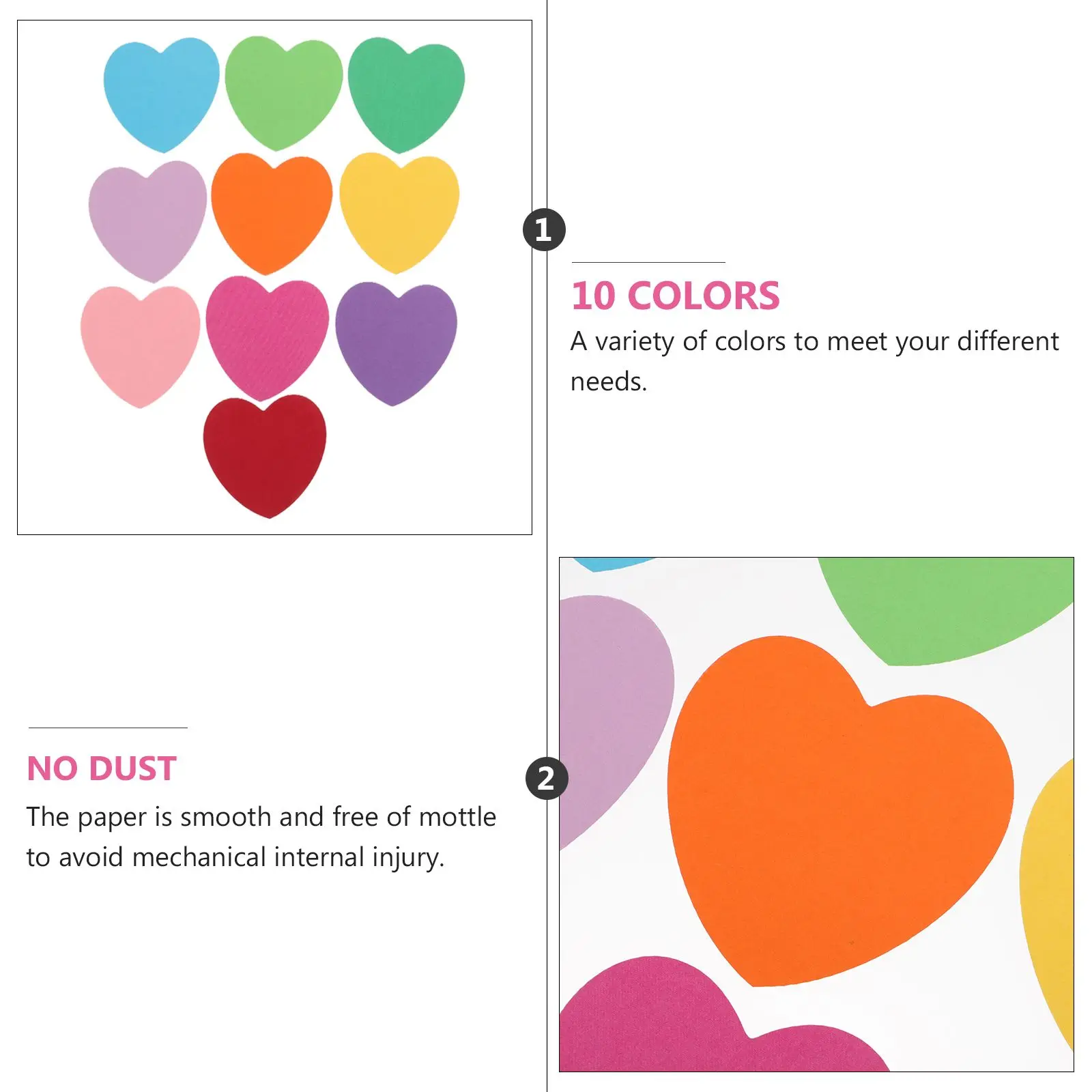  Cute Color Cardboard Heart Stickers Carpet Office Self-stick Note Pads Stationery