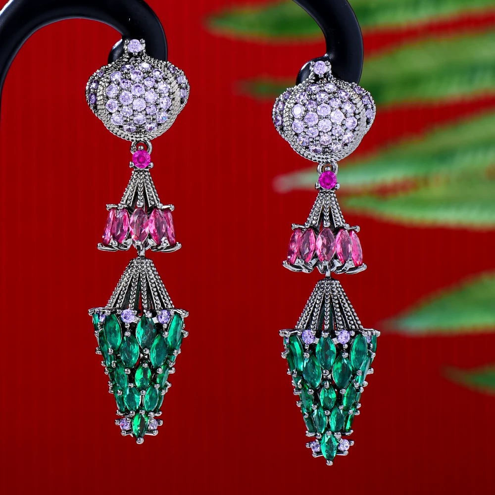 Kellybola Trendy Luxury Original Green Earrings Charms DUBAI Statement Cubic Zirconia  for Women Wedding Jewelry High Quality