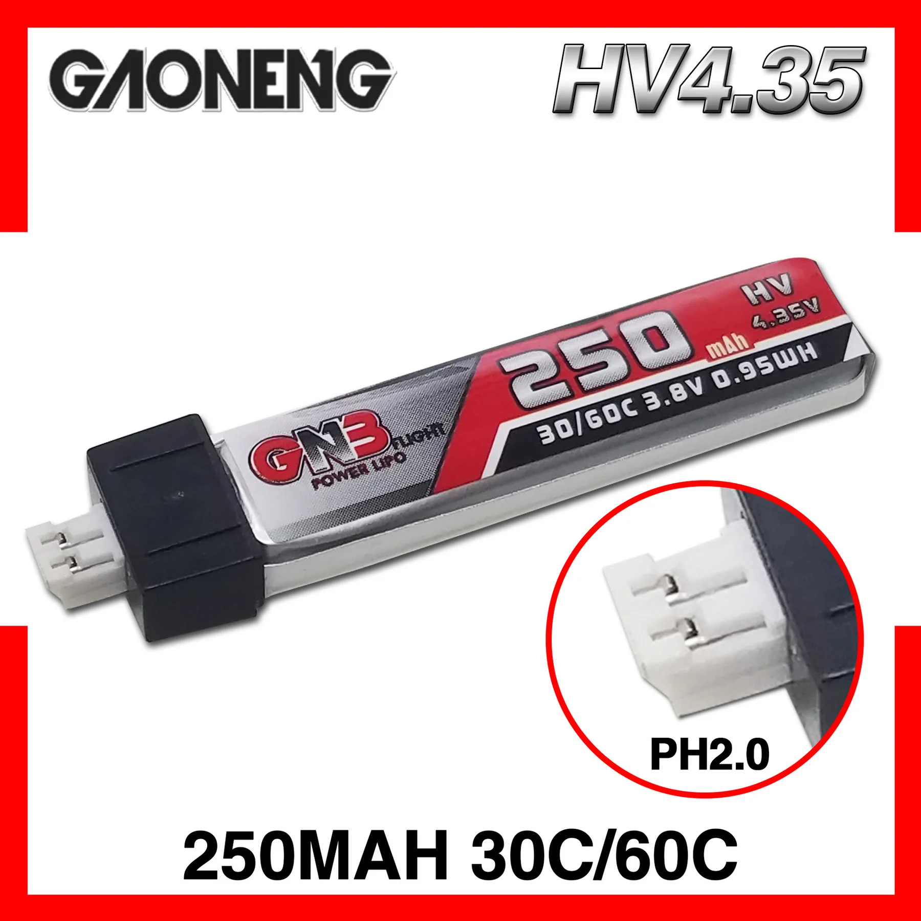 GNB 3.8V HV Lipo Battery 250mAh 1S 4.35V 30C/60C With Charger for QX65 Blade Nano QX CPX MSR Inductrix FPV Tiny7 Beta65S Drone