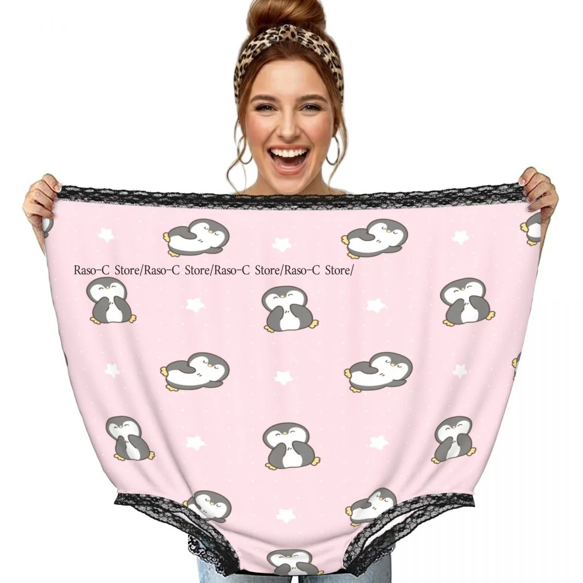 

Cartoon Penguin With White Dots And Stars Grandma Underwear Interesting Prank Funny Gift Panties