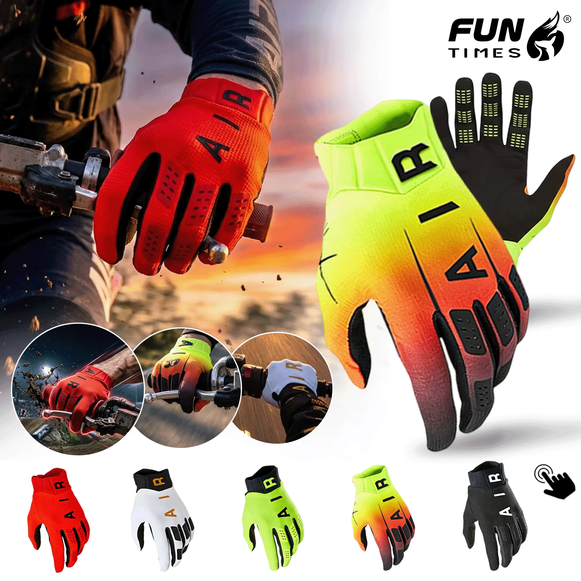 Guanti da moto a dita intere in 5 colori, guanti da ciclismo unisex per uomo e donna