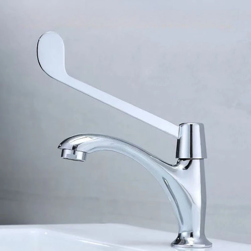 

Одиночный холодный латунный хромированный смеситель для раковины с длинной ручкой, смесители для ванной комнаты, больничный смеситель для туалета, больничный смеситель, смеситель для общественных случаев