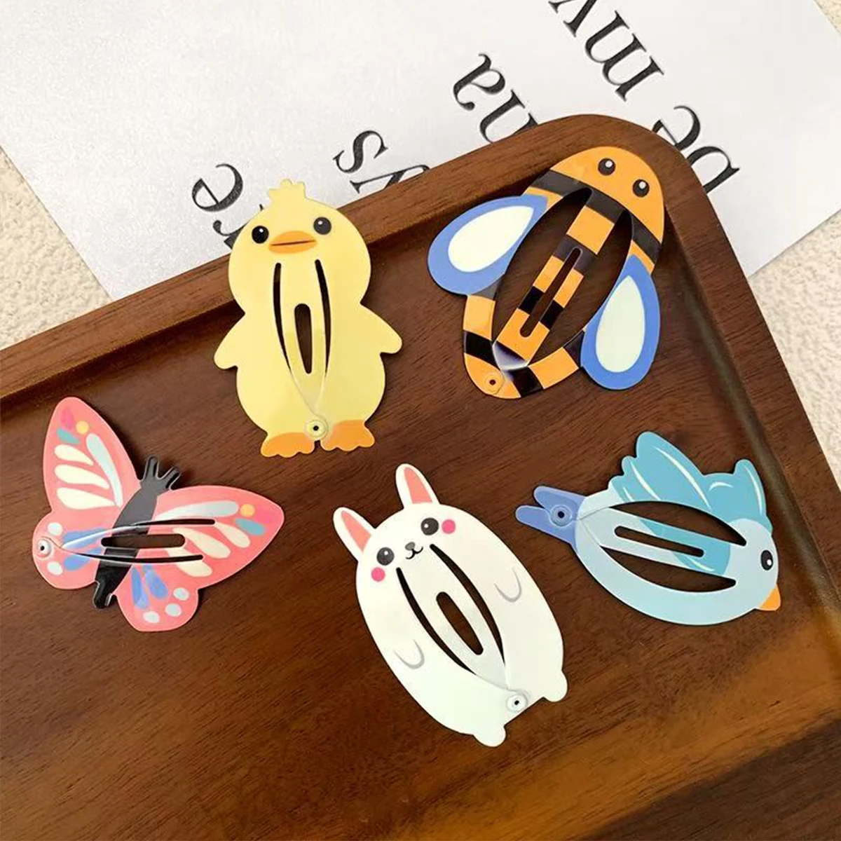 1 Stück/5 Stück 1 Stück Neue Cartoon Niedliche Tier-Bienen-Vogel-Kaninchen-Gelbe Ente Kinder BB-Clip Süße Mädchen Haarklammer für Seitliche Haare – Detail 1