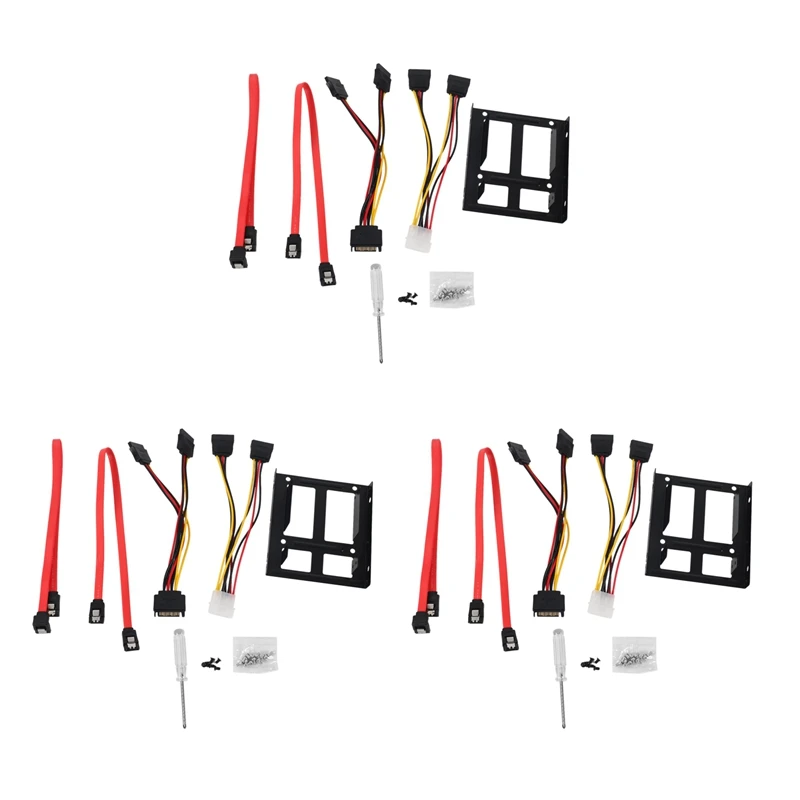 3X,2X 2.5 Inch SSD To 3.5 Inch Internal Hard Disk Drive Mounting Kit Bracket(SATA Data Cables And Power Cables Included)