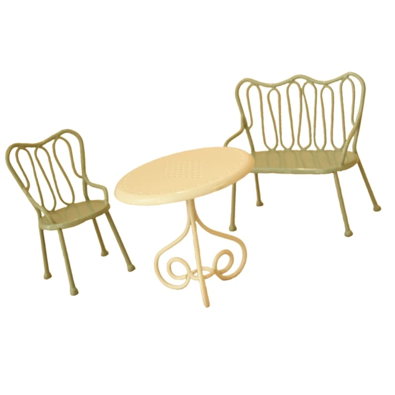 Robust Metal Pretend Dining Furniture Set For Children Interactive Learning Accessories Easy Setup 15UB