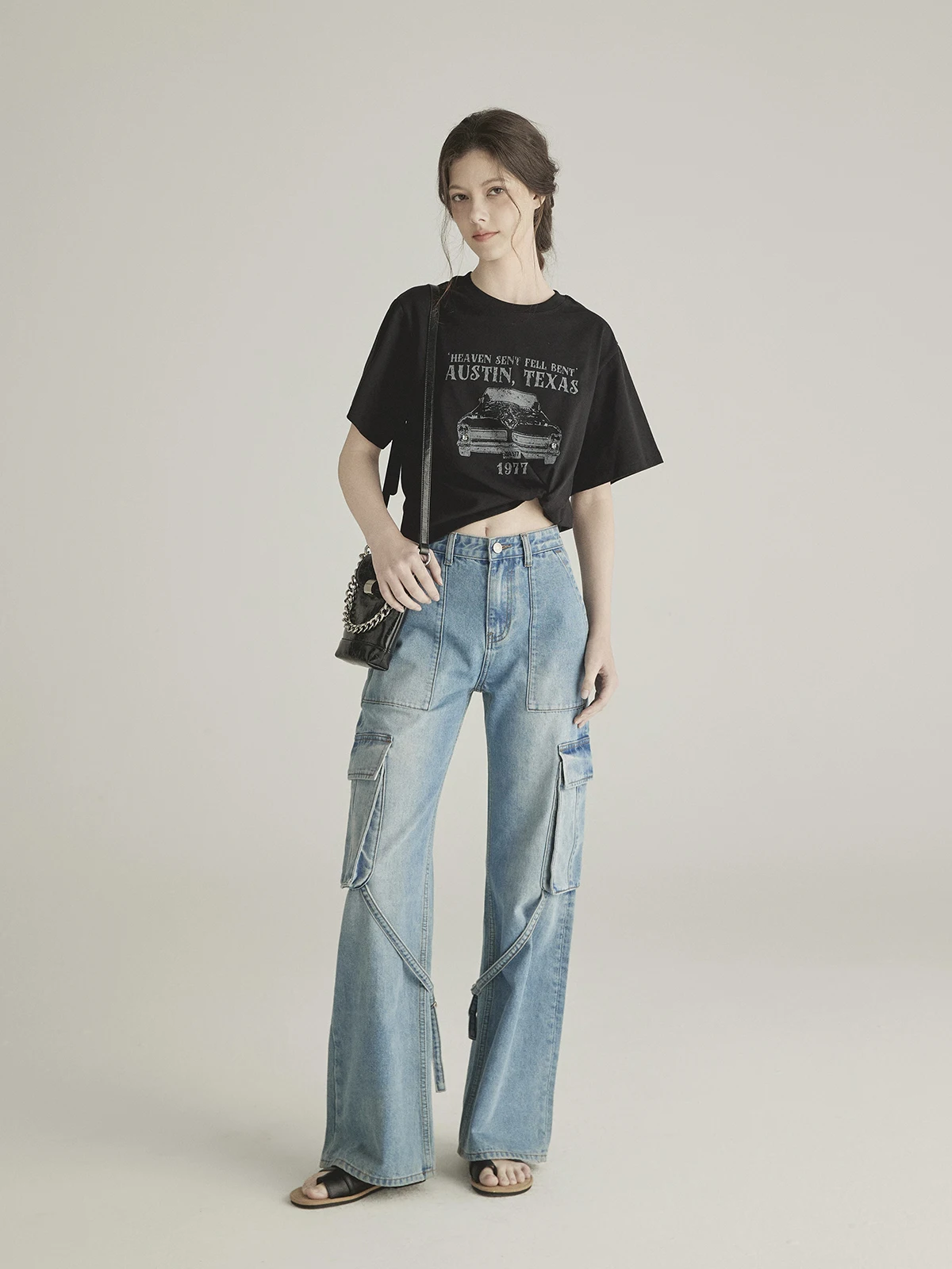 Cseta de manga corta con cuello redondo y estampado retro de Austin Far Travel para mujer, Top informal hoado de verano,...