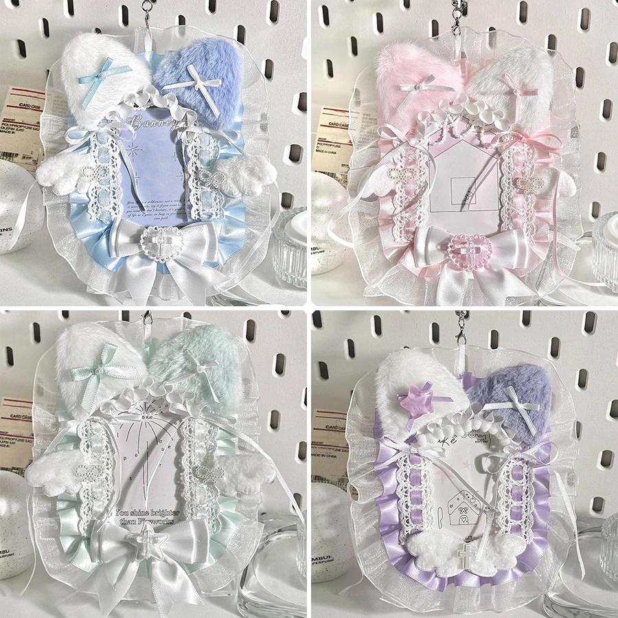 1Pc Bowknot encaje foto tarjetero tarjeta ladrillo, Anime personaje del juego de dibujos animados Acg tarjeta pantalla Manga estrella soporte Mag Fan Circle Otaku tarjetero decorativo