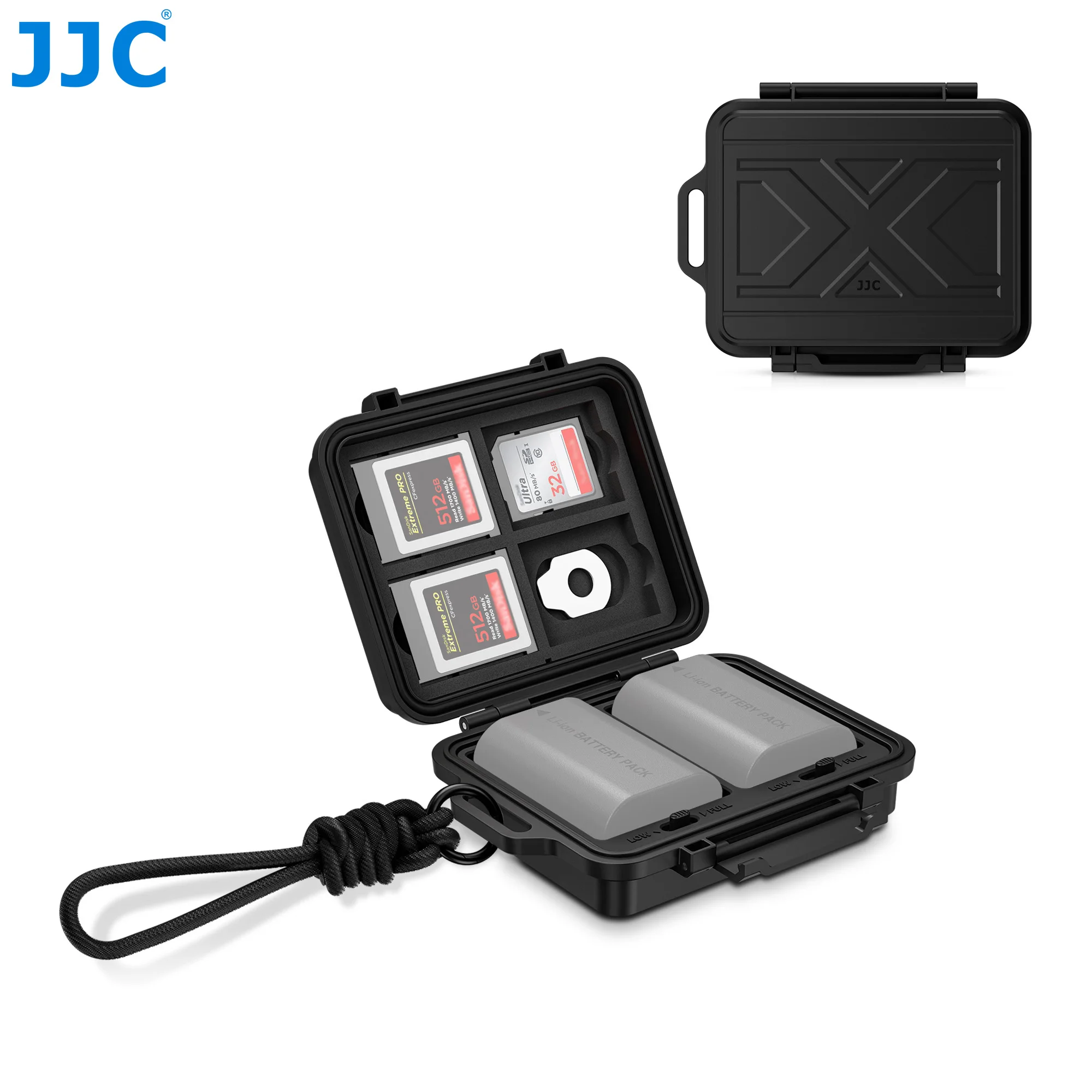 

JJC JBC-K2CBS Memory Card & Battery Storage Case for 3 SD Card 4 CFe B Card 2 Batteries Fujifilm NP-W235 Nikon EN-EL15 Case Box