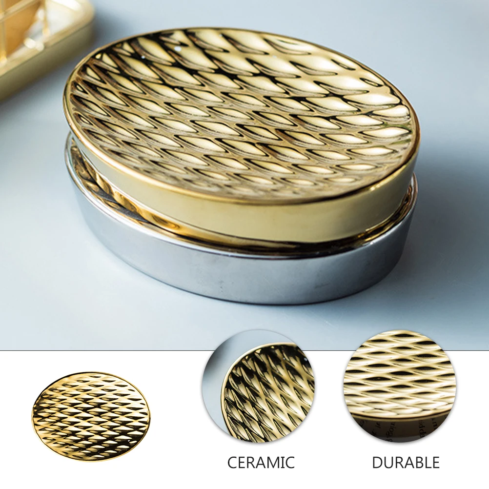 

1pc Ceramic Tray With Drain Holes Holder Home Bathroom Decor Bathroom Soap Holder Soap Container Storage Rack