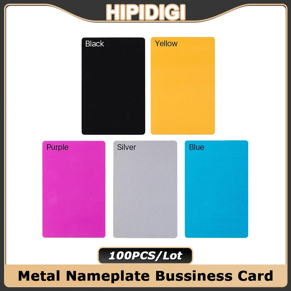 100PCS Metal Nameplate Business Card Aluminium Alloy Material Blank Test Cards Multicolor 5 Color for Laser Marking Engraving