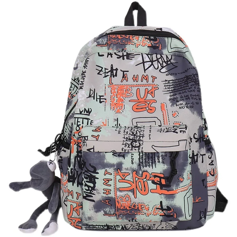 

Backpack Large Capacity Junior High School Student Schoolbag 2023 Autumn New Printed Fashion Personality Street Backpack sac