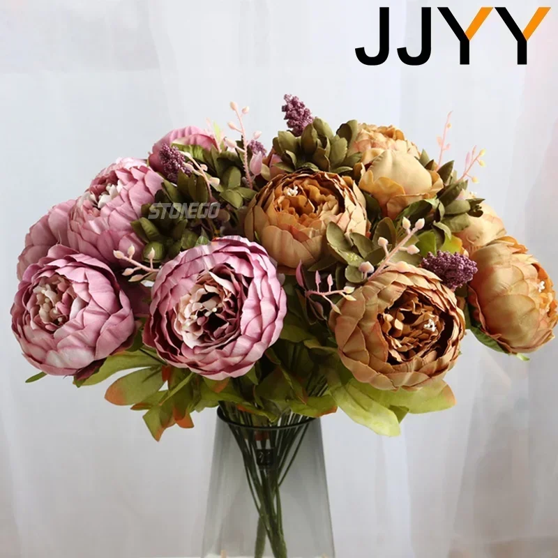 Artificial Flower Bouquet 13 European Peonies Silk Flowers High Quality Plastic Flowers Fake Daisies Home Fake Flower Ornaments