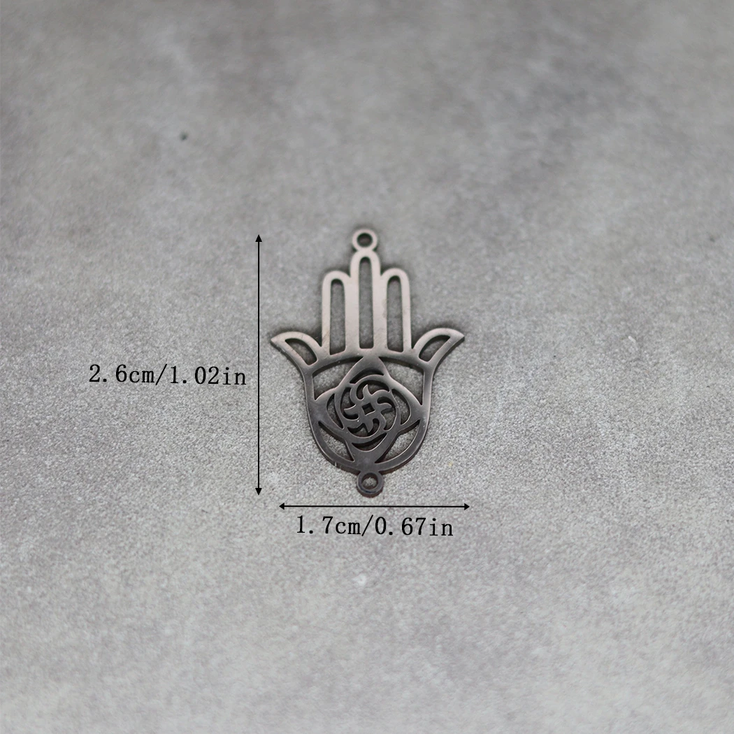3pcs Stainless Steel Hamsa Palm Fatima Hand Charms Pendants For Jewelry Making DIY Necklaces Earrings Handmade Accessories