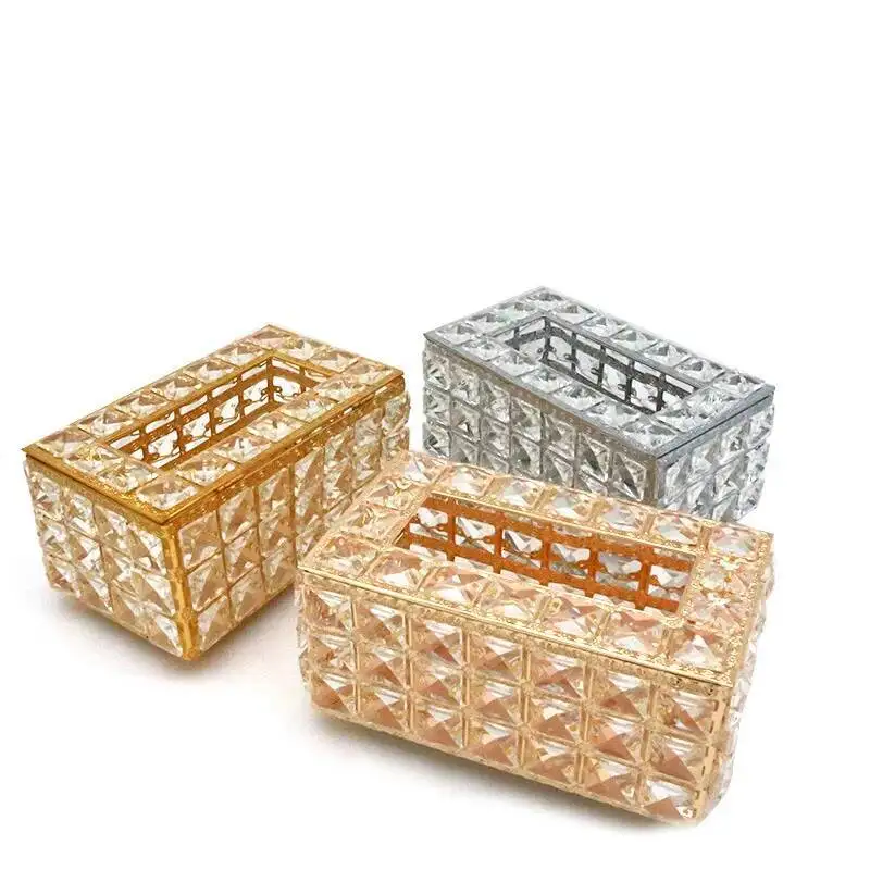 Fashion creative crystal tissue box European toilet tissue box suction box household storage box napkin box