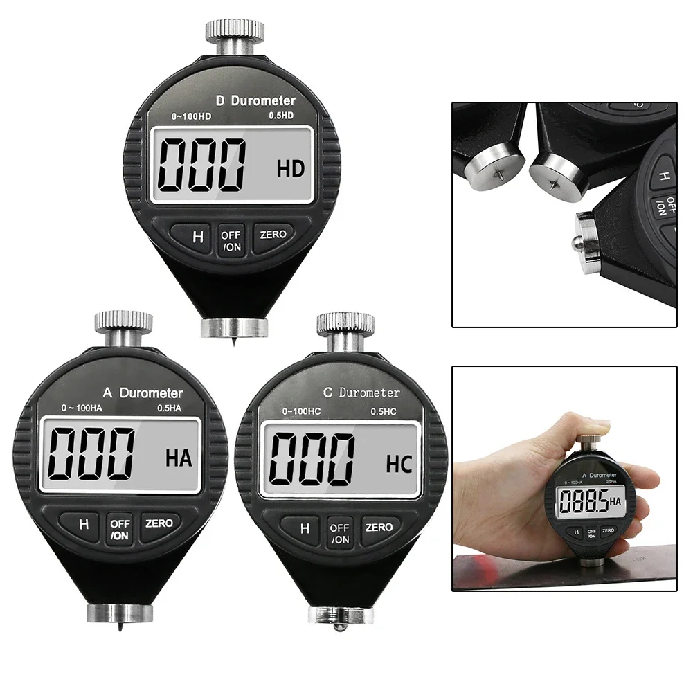 

3 Type Industrial Grades Electronic Digital Display Hardness Testers For Rubber Tires Hardness Tester Measurement Steps Type ACD