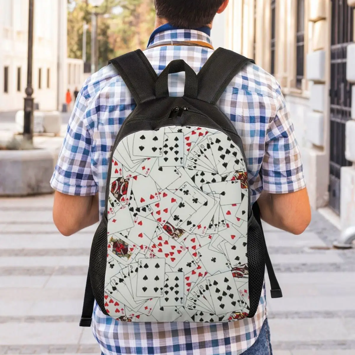 Playing Cards Poker Print Backpack Student Boys Girls BookBag School Bag Laptop Shoulder Bags