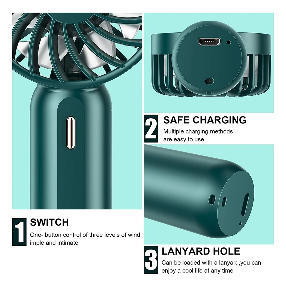 

Портативный ручной вентилятор Priority-Lane, персональный портативный ручной вентилятор с перезаряжаемой батареей, охлаждающий вентилятор с 3 регулируемыми скоростями, для детей, Ho