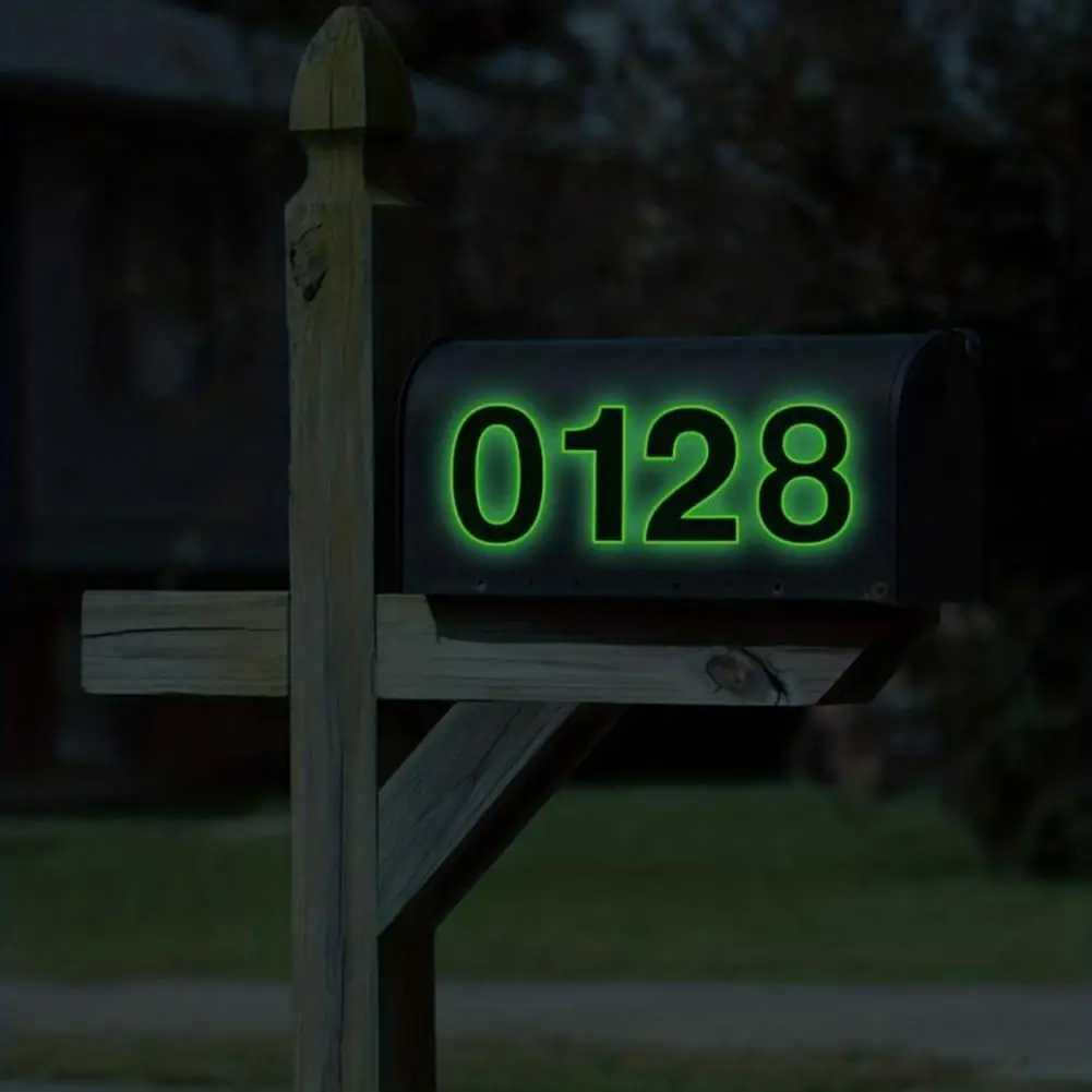 House Number Stickers Waterproof Glow Stickers for Walls Glow Dark Number Stickers Self-adhesive House Numbers for Mailbox