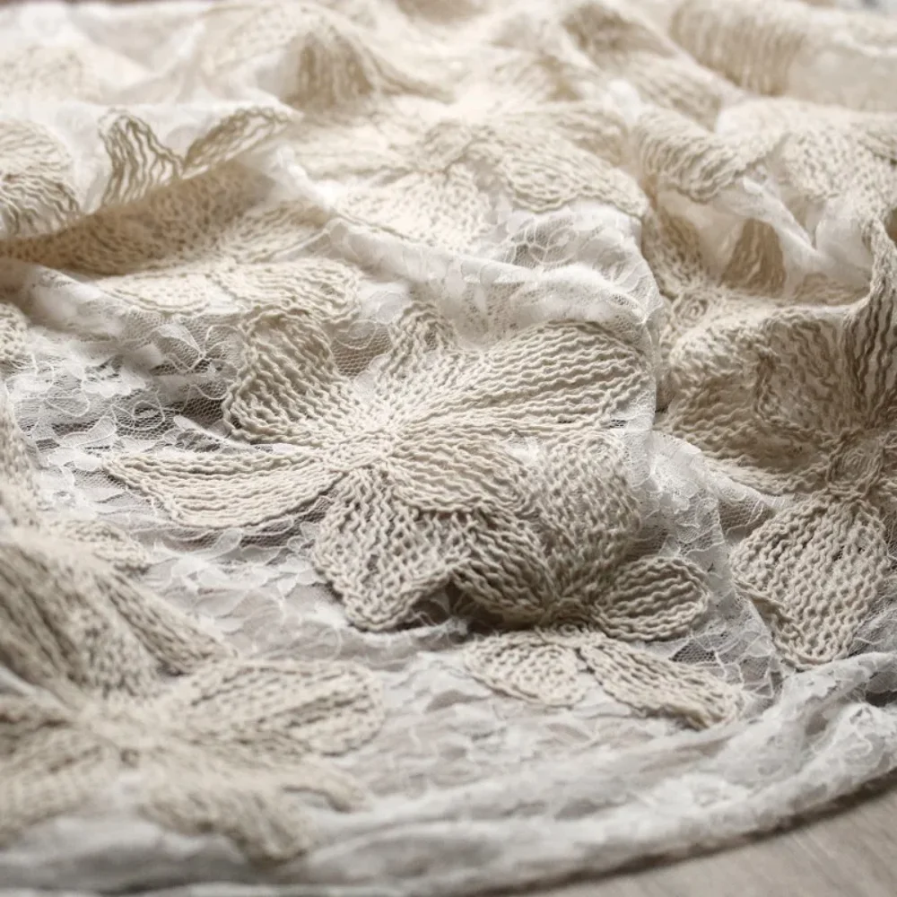 

Apricot Lace Line Net Fabric for Creative Handmade Diy Retro Chinese Clothing Designer Fabrics By The Meter Sewing Cloth