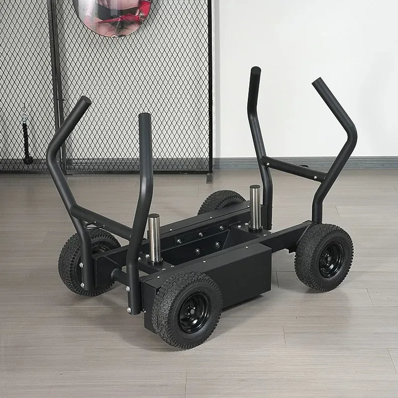 Dual Resistance Push Sled Heavy Duty Adjustable Weight Training Sled for Strength Conditioning Fitness Home Gym Steel Frame