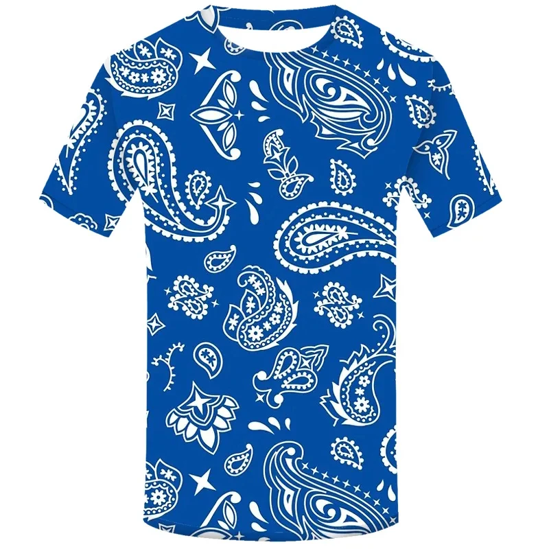 Fashion Bandana Graphics T Shirts Summer Trend Short Sleeve Mens 3D Printed T-shirts Casual Streetwear Oversized Cool Tees Tops