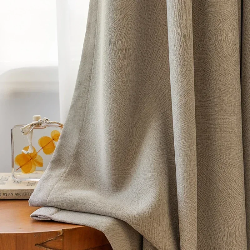 

Fashion Beige Chenille Luxury Curtains for Living Room Bedroom Dining Blackout Elegant Embroidered Window Decor White Tulle