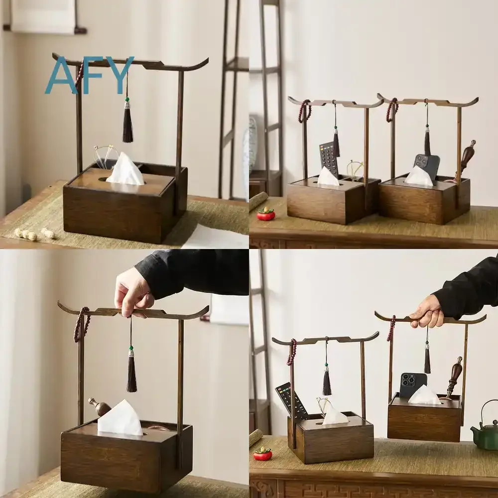 Tissue Box for Chinese Antique Living Room for Remote Control Storage Box for Multifunctional Bedroom Desktop Hotel B&B