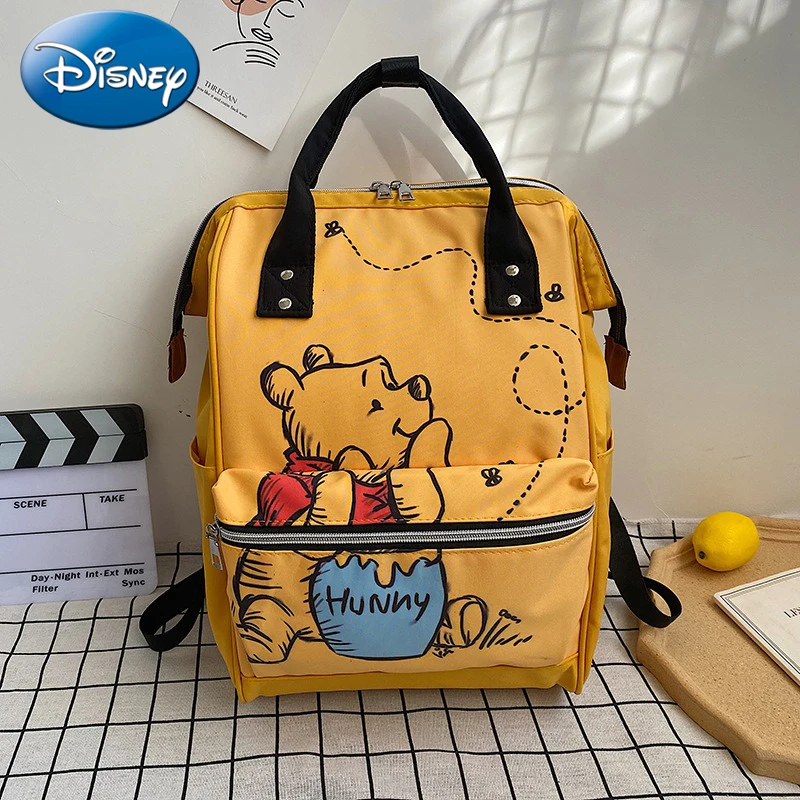 Disney New Mommy Bag Fashion Cartoon Print Large Capacity Mommy Bag Mother and Baby Bag Waterproof Bottle Diaper Backpack